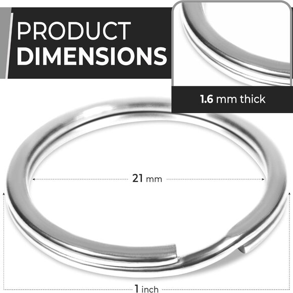 Corrosion-Resistant Marine Grade Key Rings - 5-Pack Stainless Steel Split Rings - Picture 2 of 7